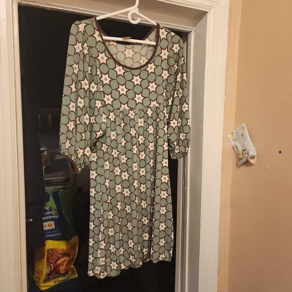 Max Studio Green and Brown Patterned Dress